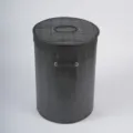 Black bamboo laundry basket with lid, foldable dirty clothes storage hamper for home use. - Round Laundry Hamper / 35x50cm / Black