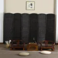 Divisorio pieghevole in stile cinese retrò per soggiorno domestico e decorazione d'hotel. - Nero