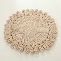 Bonito mantel individual redondo trenzado de paja de maíz natural decoración rústica - Mantel de 35 cm con círculo interior y onda exterior de 1 capa