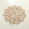 Handmade corn husk braided heat insulation mat, pastoral flower table placemat for cup bowl. - 38cm Mat with 11 Balls