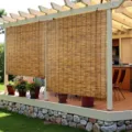 Natural reed roller blind outdoor sunshade bamboo curtain for patio and garden decor - 100x150cm / Carbonized Reed Curtain with Lifter