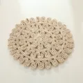 Handmade natural corn husk braided placemat pastoral style heat resistant table mat. - 38 cm 3-Layer Flower Pattern