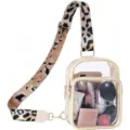 Clear crossbody bag with leopard strap transparent PVC sling bag for women travel sports - Off White