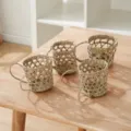 Natuurlijke stro geweven mand handgemaakte rustieke desktop bloempot plantenhouder - Stijl 1