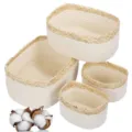 Lot de 4 paniers de rangement en corde de coton tissée avec bordure en jute pour la maison. - Corde de Coton et Tresse de Maïs Ensemble de 4