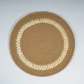 Nordic style round straw braided placemat, thick heat insulation table mat for dining. - 30cm Khaki Paper Cord with Large 3-Strand Corn Husk Braid