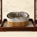 Panier de rangement artisanal en bambou avec doublure en tissu, idéal pour la maison. - Ensemble de 2 Ovale