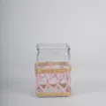 Vase en verre tissé à la main avec rotin et corde rose, décoration rétro pour hydroculture. - Style 10