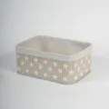 Détails du panier de rangement pliable en bambou avec motif d'étoiles et belle doublure. - Imprimé Étoile / Petit (33x23x14cm) / Gris clair