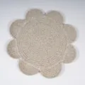 Detailed view of the braided flower-shaped cotton rope table mat with thick insulation. - Heather Gray Cotton Rope Petal (35cm)