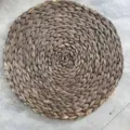 Natural straw woven round placemat, rustic table insulation pad for dining room decor. - 35cm Blackish Brown Water Hyacinth Mat