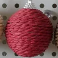 Red sisal rope Christmas ball ornament with silver cap hanging tree decor variant red color - 6cm / Red