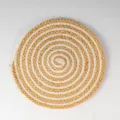 Handcrafted round woven placemat natural raffia cotton rope heat resistant table mat - 38 cm