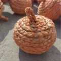 Straw woven pumpkin ball decoration Christmas home ornament harvest festival simulation apple craft - Orange Corn Braid Pumpkin, 10 cm