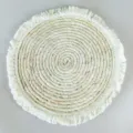 Set de table rond tissé en paille minimaliste nordique, tapis de table élégant avec franges. - 38cm de Diamètre / Corde de maïs pure avec bord à franges