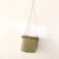 Handmade woven hanging basket planter detailed view for indoor balcony decoration - 22x22x22cm