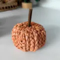 Handmade straw woven pumpkin decor orange autumn harvest tabletop ornament for home. - Twig Stem Pumpkin Orange Vertical Stripes 10 cm