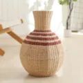 Handmade woven straw vase, natural plant fiber floral container for rustic tabletop home decor. - Large Belly Vase (35x52cm)