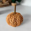 Straw woven pumpkin decoration tabletop ornament for autumn harvest festival and home decor. - Twig Stem Pumpkin Camel Vertical Stripes 10 cm
