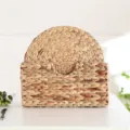 Natural woven placemat set with storage holder, rustic round straw table mat for home dining decor. - 30 cm Water Hyacinth Square 4-Piece Set