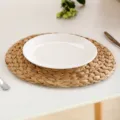 Round woven placemat natural straw table mat heat insulation pad for dining table - 30cm Water Hyacinth Placemats