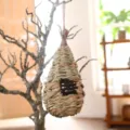 Handwoven straw bird nest hanging pet birdhouse natural grass breeding shelter for garden decor - Bird Nest 11x22 Height