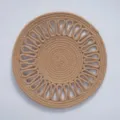 Bohemian woven circular wall hanging natural fiber sunburst art decor for home entryway - 35cm Khaki Cotton Rope Placemat with Inner Wavy Layer