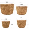 Straw woven flower pot variant size chart showing multiple dimensions for home decor plants. - Bulrush Set of 4