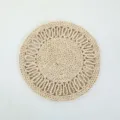Mantel individual redondo de paja de maíz natural trenzada decoración rústica pared - Aro de 38 cm con flor de 1 capa