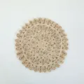 Salvamanteles redondo tejido de hoja de maíz hecho a mano decoración rústica de pared - Diseño de ondas de 3 capas 38 cm