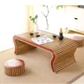 Traditional bamboo tea table set with round stools, perfect for meditation, tea and study. - 60*45*30cm / 1+1 Bamboo Traditional Tea Table