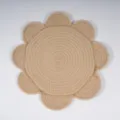 Close-up detail of a beige braided cotton flower placemat, showing fine texture and edges. - Light Khaki Cotton Rope Petal (35cm)