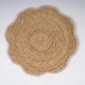 Close-up details of the thick woven cotton rope placemat featuring a chic floral edge. - Cattail Rope Petal Cotton Rope Edge (35cm)