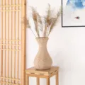 Natural straw woven vase variant, rustic rattan flower basket for dried floral home decor setup. - Large Woven Bulrush Vase 60cm Height