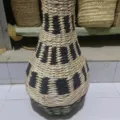 Handmade woven straw vase black and natural pattern bottle decor for dried flowers home decor - Style 2 Black Vertical Stripes Small 42 cm