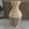 Woven straw vase for dried flowers, handcrafted rattan tabletop floral arrangement decor. - Style 10 Black Twill Seagrass Vase 42 cm Height