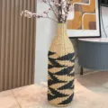 Woven rattan tall vase for dried flowers, handcrafted zebra patterned flower arrangement bottle. - Style 6 Narrow Mouth Black Douqi Vase 60 cm Height
