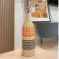 Tall woven floor vase for dried flowers, natural rattan decorative vase for interior decor. - Style 15 Small Opening Orange & Black Pattern Vase, 61 cm Height