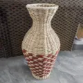 Handcrafted woven flower vase straw rattan decorative vase for dried flowers home decor SKU - Style 13 Red Twill Seagrass Vase 42 cm
