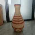 Woven straw vase decorative floor flower pot rustic bohemian style floral arrangement container - Narrow Mouth Orange Striped Wide Belly Vase 56 cm