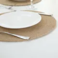 Round jute braided placemat natural fiber heat resistant table mat kitchen dining decor - Jute Machine Stitched Round 24cm
