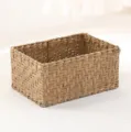 Handgefertigter Aufbewahrungskorb aus natürlichem Stroh für Tischorganisation und Deko. - Rechteckig 31x22x15cm