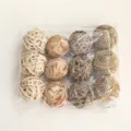 Natural woven grass pet chew balls set for parrots and hamsters, 12pcs pack in clear bag - 12-Piece Set