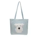 Freizeit hellblaue Damen Schulter Tote Bag mit süßem flauschigen weißen Hundemotiv große Kapazität - Hellblau
