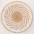 Woven wall decor hanging minimalist round straw basket art for living room home interior design - White Woven Flower - 20cm