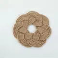 Posavasos redondo de yute trenzado mantel individual rustico de cuerda de canamo hogar - Alfombrilla de cuerda de cáñamo con agujero central 20 cm
