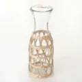 Retro glass vase with woven straw net cover home decor rustic aesthetic clear glass bottle. - Style 2 (With Bottle)