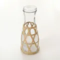Glass bottle with straw woven protective net sleeve, retro home decor vase detail view. - Style 3 (With Bottle)
