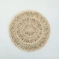 Handmade woven corn husk round placemat straw braided wall decor rustic table mat variant - 38cm Wreath with 3 Layers of Internal Flowers
