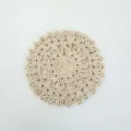 Handcrafted round corn straw woven placemat natural rustic table mat vintage home wall decor - 30cm 2-Layer Flower